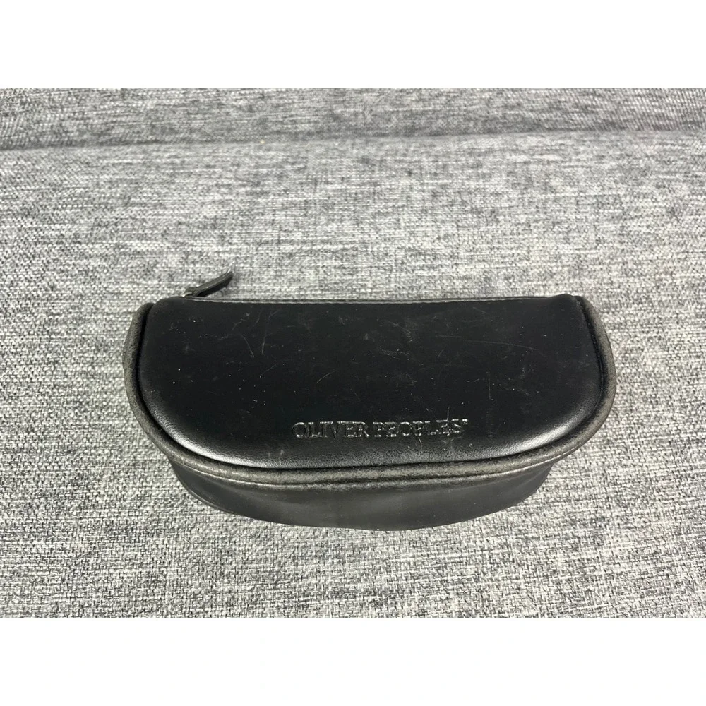 Oliver Peoples Black Zippered Eyewear Sunglasses Case Pouch Logo Distressed